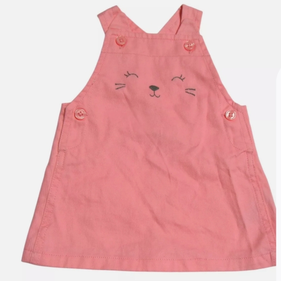 Carters 18 m girls cat graphic pink dress overall - Picture 1 of 3